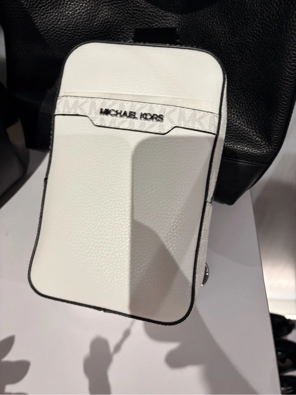 Michael Kors White Leather Men's Crossbody messenger bag white logo